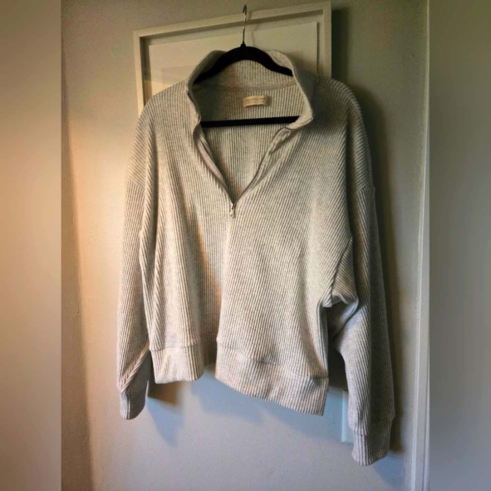 Abercrombie Gray Half-Zip Sweater